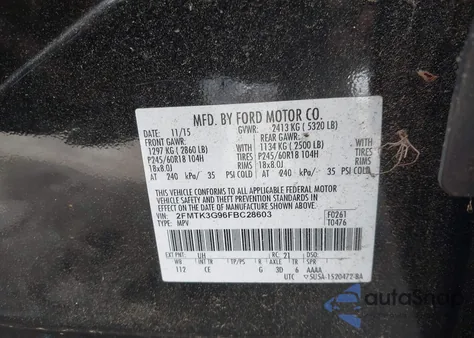 2015 Ford Edge Se z USA, uszkodzony, nr VIN 2FMTK3G96FBC28603